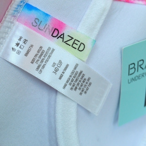 SUNDAZED Beka Tie-Dyed Bow Bikini Top, 32DD and 34D, New with Tags - Picture 7 of 12